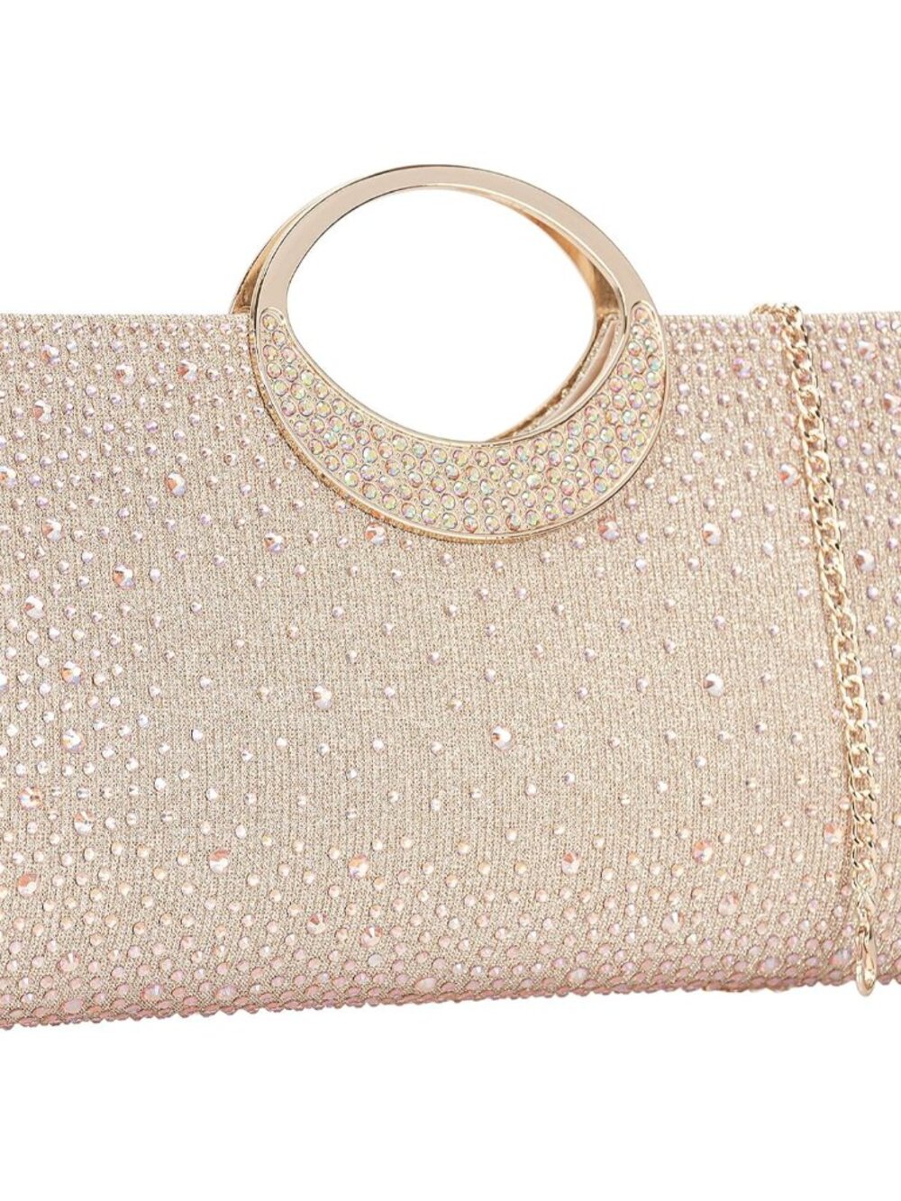 Dexmay Rhinestone Clutch Handbag with Crystal Handle for Wedding Party Elegant C